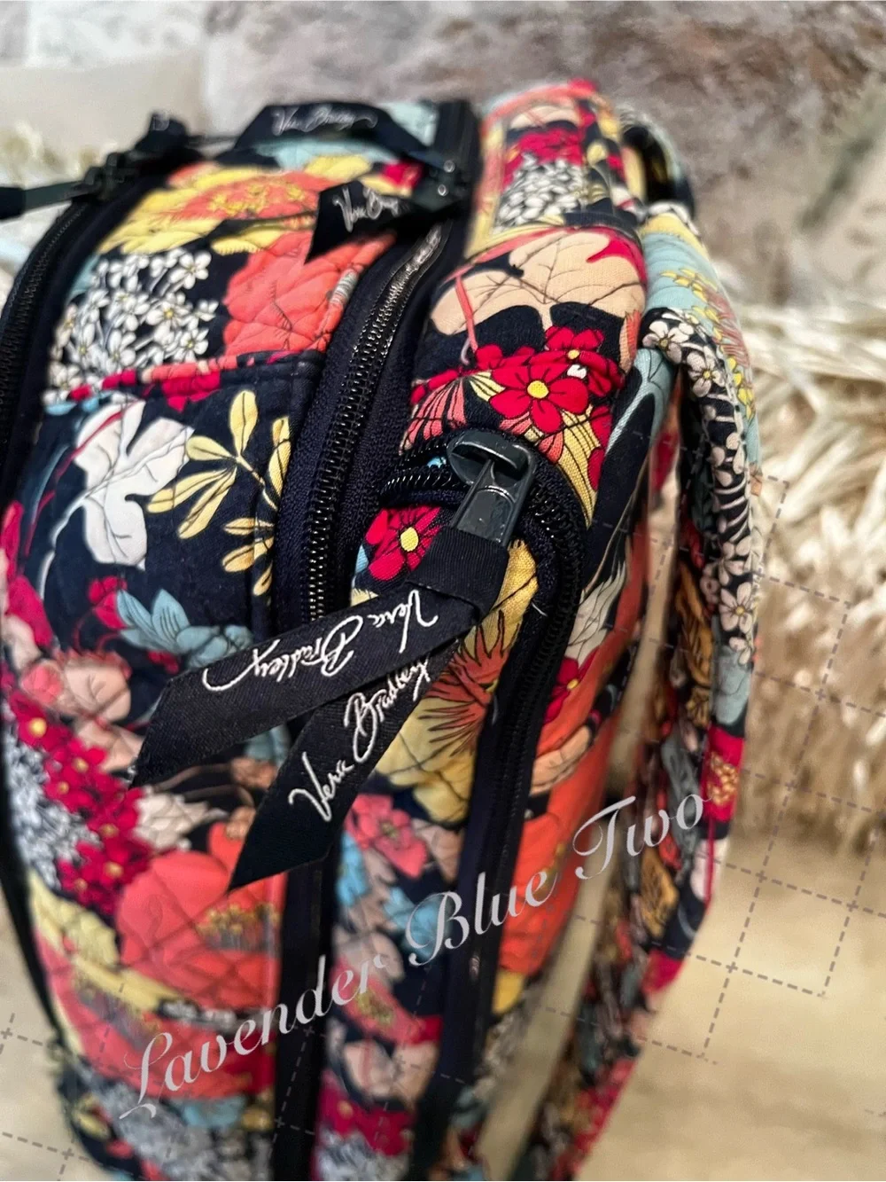 VERA BRADLEY Happy Snails 2011Large Laptop Backpack Floral Y2K Orange Yellowl